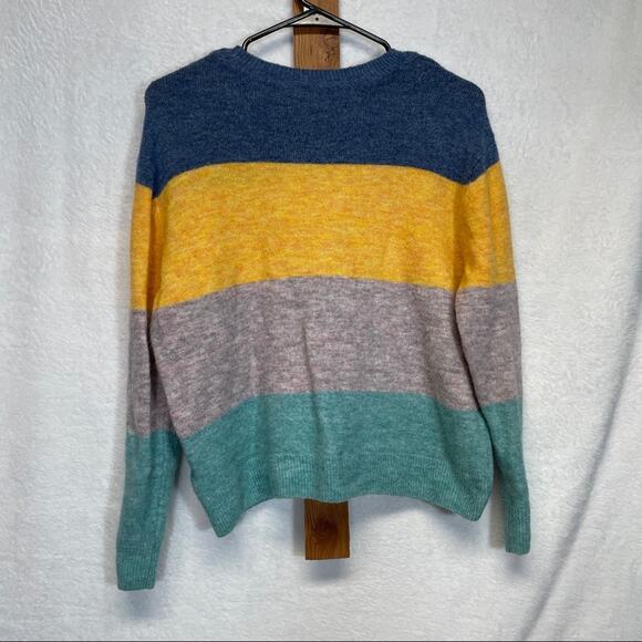 H&M Blue, Yellow, Gray‎ & Green Colorblock Stripe Long Sleeve Sweater Size S - Picture 4 of 9